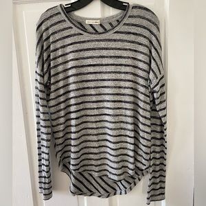 Rag & Bone long-sleeve, grey and black stripe, small